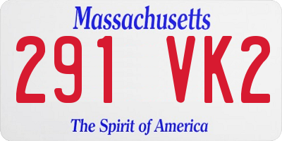 MA license plate 291VK2