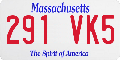 MA license plate 291VK5
