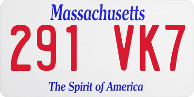 MA license plate 291VK7
