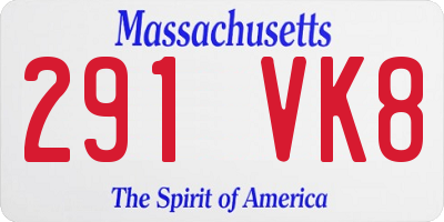 MA license plate 291VK8