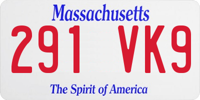 MA license plate 291VK9