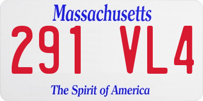 MA license plate 291VL4