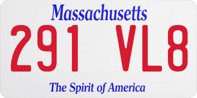 MA license plate 291VL8