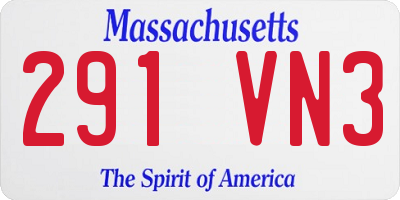 MA license plate 291VN3