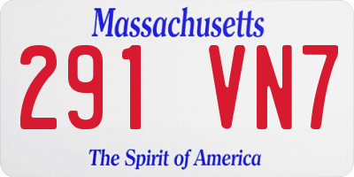 MA license plate 291VN7