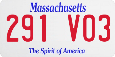 MA license plate 291VO3