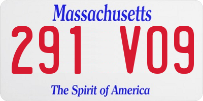 MA license plate 291VO9