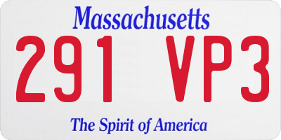 MA license plate 291VP3