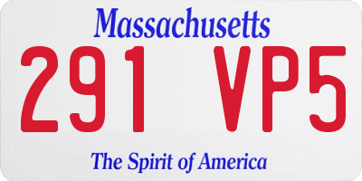 MA license plate 291VP5