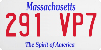 MA license plate 291VP7