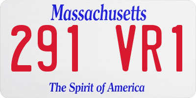 MA license plate 291VR1