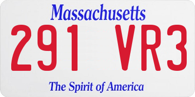 MA license plate 291VR3