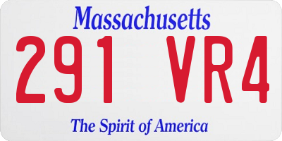 MA license plate 291VR4