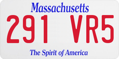 MA license plate 291VR5
