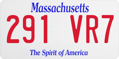 MA license plate 291VR7