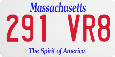 MA license plate 291VR8