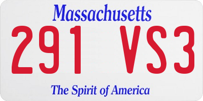 MA license plate 291VS3