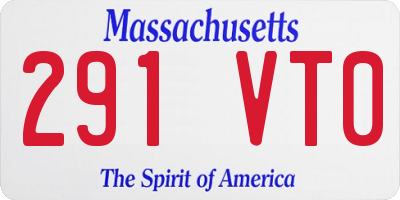 MA license plate 291VT0
