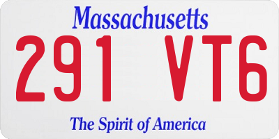 MA license plate 291VT6