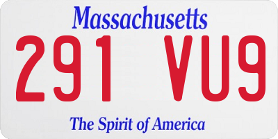 MA license plate 291VU9