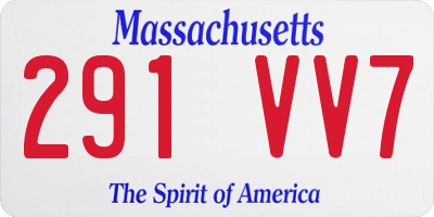 MA license plate 291VV7