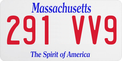 MA license plate 291VV9