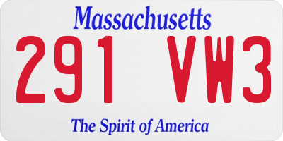 MA license plate 291VW3