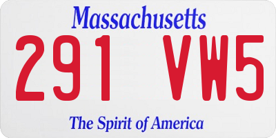 MA license plate 291VW5