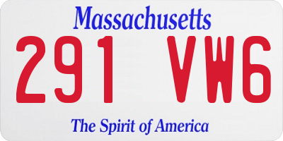 MA license plate 291VW6