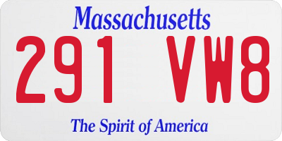 MA license plate 291VW8