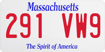 MA license plate 291VW9