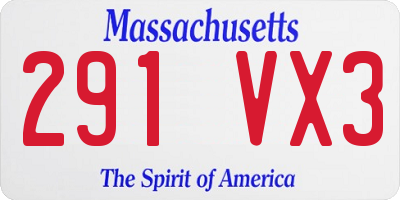 MA license plate 291VX3