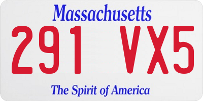 MA license plate 291VX5