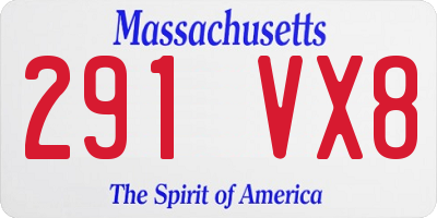 MA license plate 291VX8