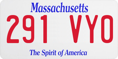 MA license plate 291VY0