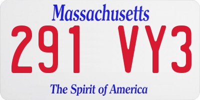 MA license plate 291VY3