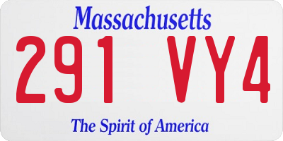 MA license plate 291VY4