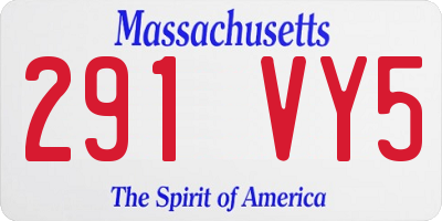 MA license plate 291VY5