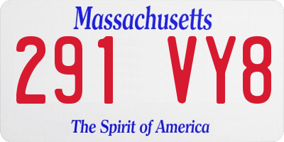 MA license plate 291VY8