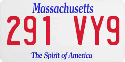 MA license plate 291VY9