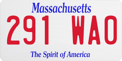 MA license plate 291WA0