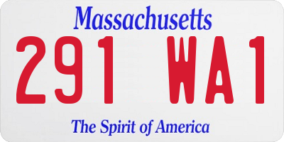 MA license plate 291WA1
