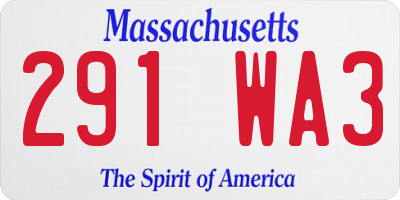 MA license plate 291WA3