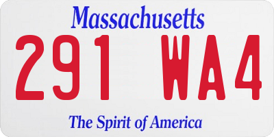 MA license plate 291WA4