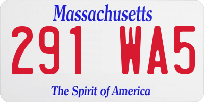 MA license plate 291WA5