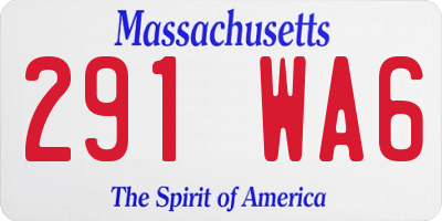 MA license plate 291WA6