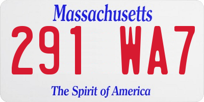 MA license plate 291WA7