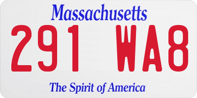 MA license plate 291WA8