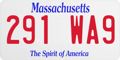 MA license plate 291WA9