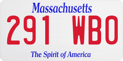 MA license plate 291WB0